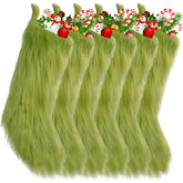 Cunno green 18 inch Christmas stocking with faux fur and ribbon hook