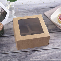 Kraft paper bakery box with window for treats
