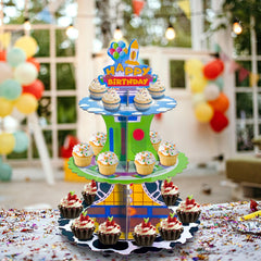 Cartoon cupcake stand for birthday party dessert table