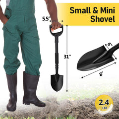 Ergonomic curved D-handle and foam padding grip on shovel