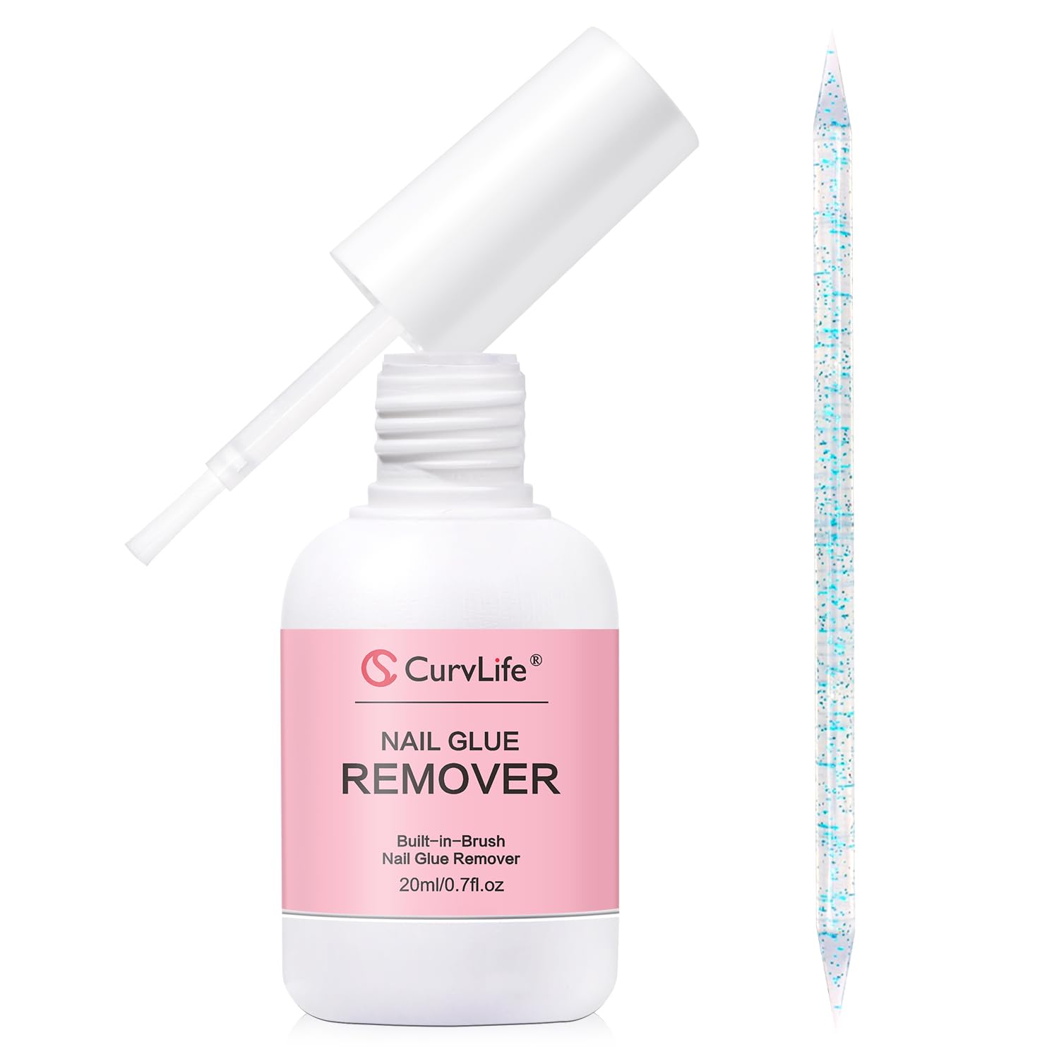 Curvlife brush-on nail glue remover 20ml bottle