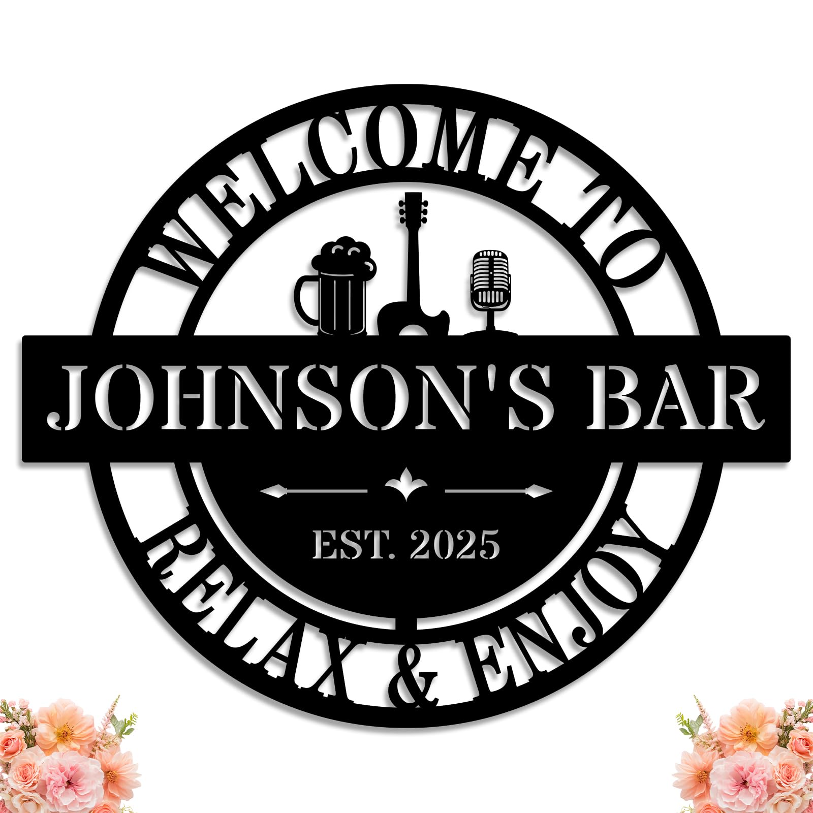 Custom Bar Metal Sign with personalized name for home bar