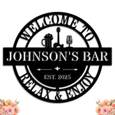 Custom Bar Metal Sign with personalized name for home bar
