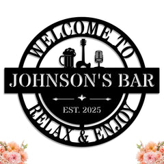 Custom Bar Metal Sign with personalized name for home bar
