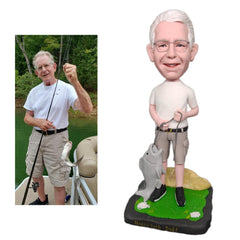 Custom bobble-head figurine showing personalized outfit and pose