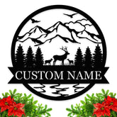 Custom Deer Monogram Name Sign with deer motif