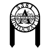 Custom House Address Numbers Metal Sign outdoor display showing address and street name