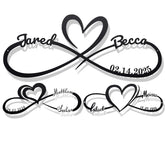 Custom Infinity Heart Metal Sign for Couples with personalized names