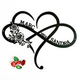 Custom Infinity Heart Sign with Roses red metal wall art plaque 26x30 cm