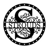 Custom Last Name Sign metal sign with split monogram