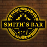 Custom metal bar sign for home bar with personalized design
