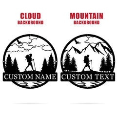 Custom metal hiking name sign made in Michigan