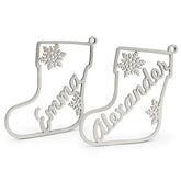 custom name christmas stocking tag stainless steel ornament silver