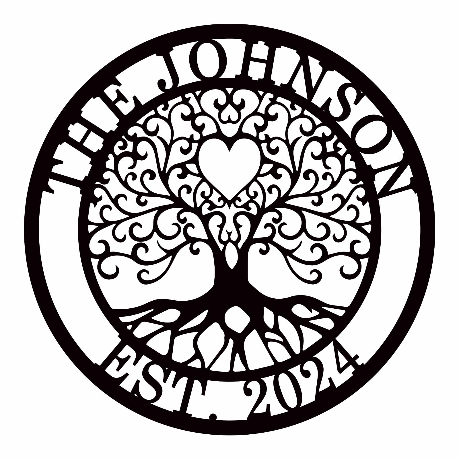 Custom Name Metal Tree of Life Wall Art in steel with name personalization