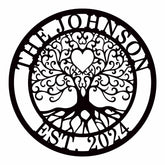 Custom Name Metal Tree of Life Wall Art in steel with name personalization