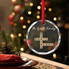 Beveled edge clear glass ornament with UV printing