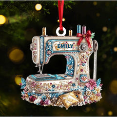 Custom Name Sewing Machine Ornament 6 inch size