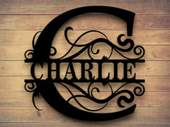 Custom name sign displaying family initials