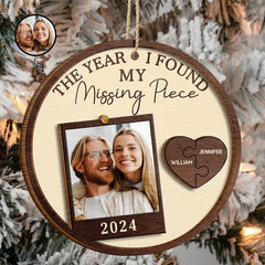 Custom Photo The Year I Found My Missing Piece Couples Ornament 4.5 inch size
