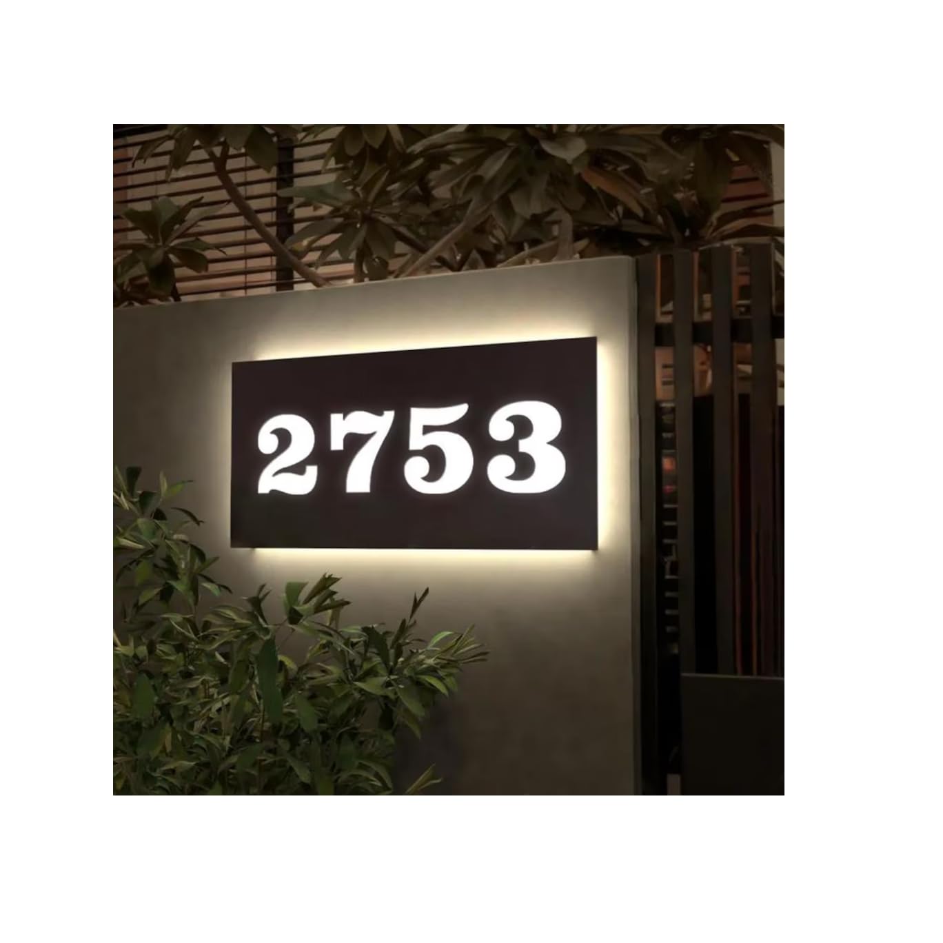 Custom Solar Backlit House Number Sign stainless steel outdoor address plaque