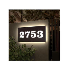 Custom Solar Backlit House Number Sign stainless steel outdoor address plaque