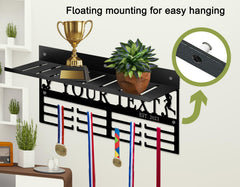 Custom Sports Medal Display Rack with built in shelf