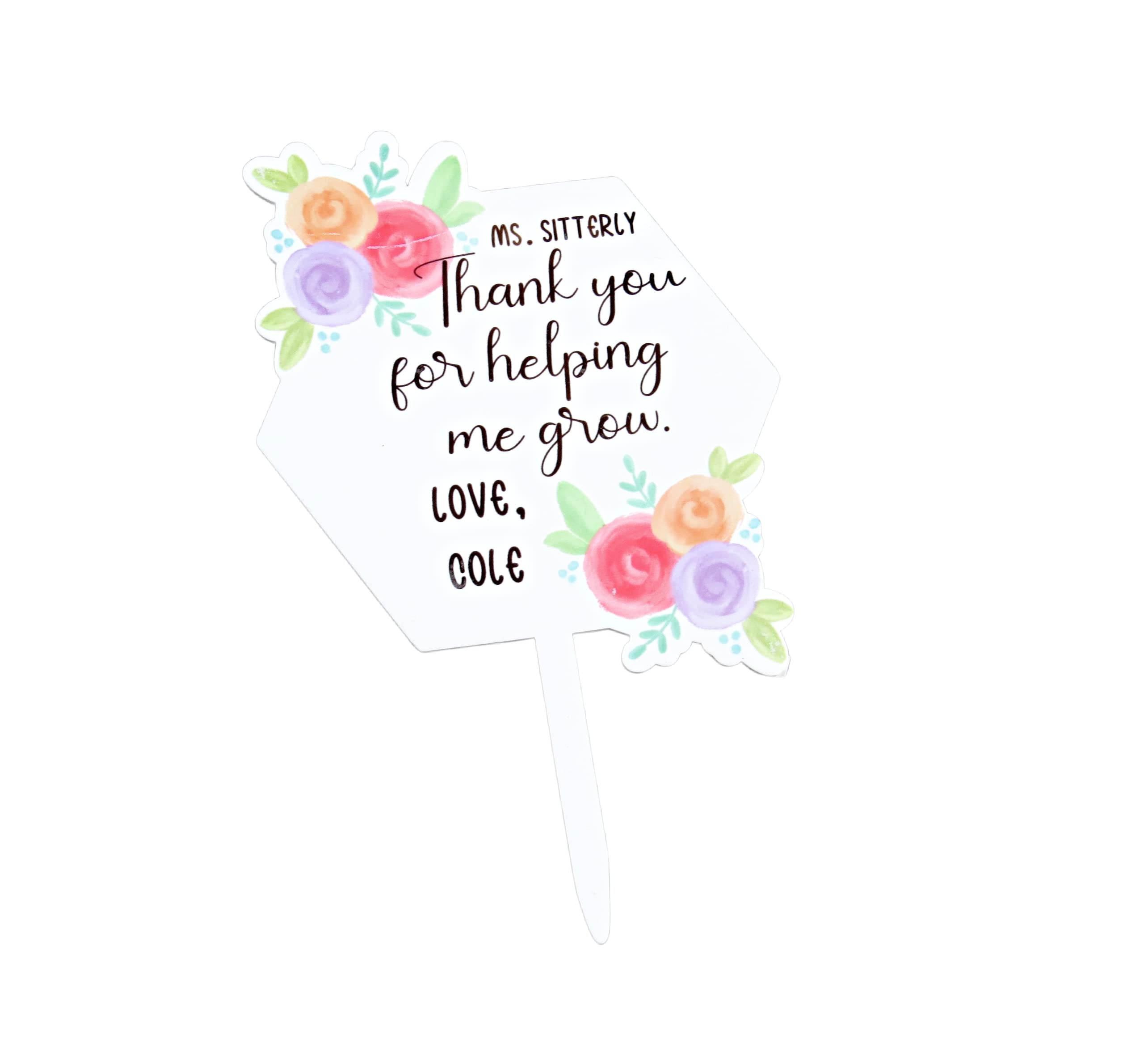 Custom Teacher Plant Stake Gift with teacher name personalization