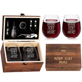 Custom Your Text or Logo Here Engraved Set of 2 Stemless Wine Glasses engraving closeup