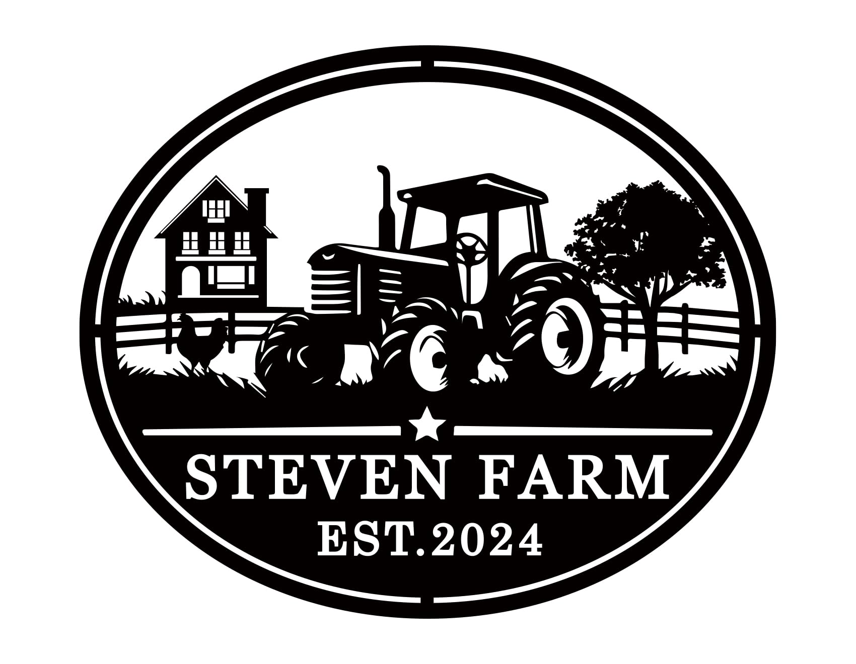 Custom tractor metal name sign made from 14-Gauge steel