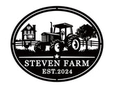 Custom tractor metal name sign made from 14-Gauge steel