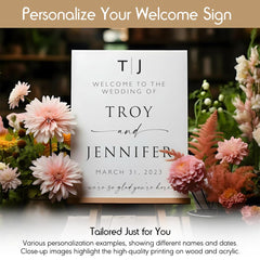 Weathered oak stain wood wedding welcome sign