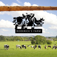Custom Welcome Sign goats and chickens design