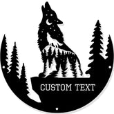Custom Wolf Metal Sign front view wolf on mountaintop
