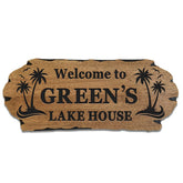 Custom Wood Sign with personalized family name for outdoor display