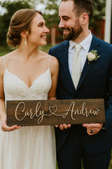 Custom wood sign with first names wedding plaque
