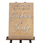 Custom Wood Wedding Welcome Sign with 3D raised lettering and date