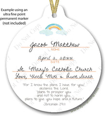 Customizable baptism keepsake ornament white porcelain