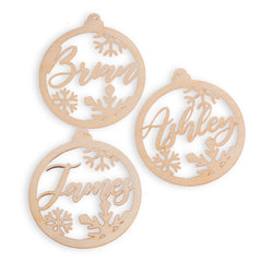 Baltic birchwood snowflake ornament with customization