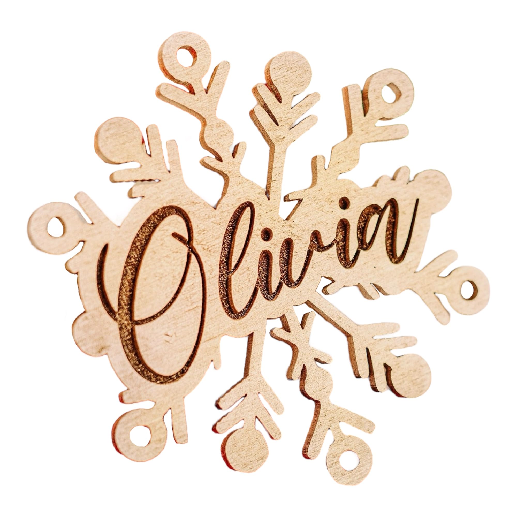Customized Christmas Wood Ornaments snowflake ornament on tree