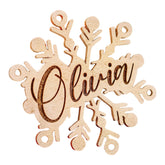 Customized Christmas Wood Ornaments snowflake ornament on tree