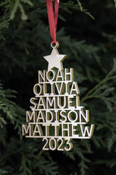 Customized Family Tree Ornament with up to 7 names on wood