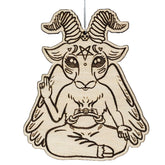 Cute Baphomet Wood Christmas Ornament birch wood construction