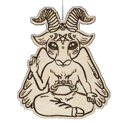 Cute Baphomet Wood Christmas Ornament birch wood construction