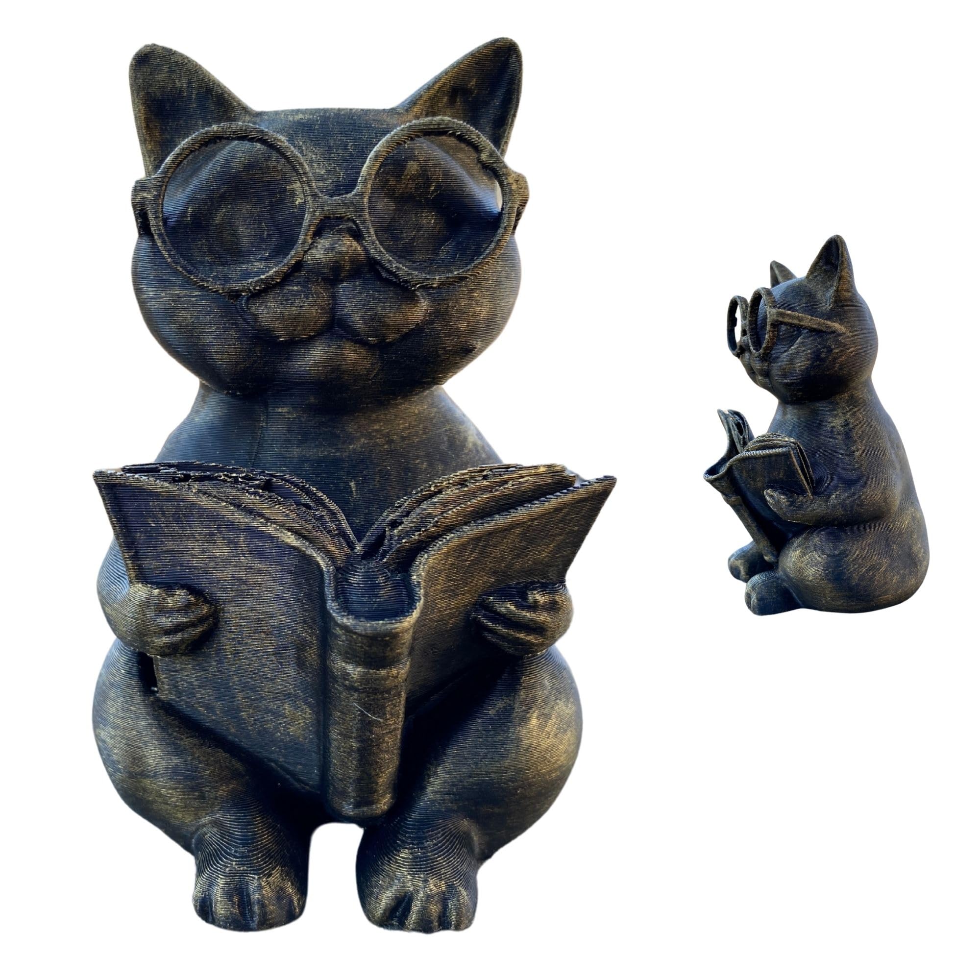 Cute Cat Reading a Book Figurine hand painted detail on page