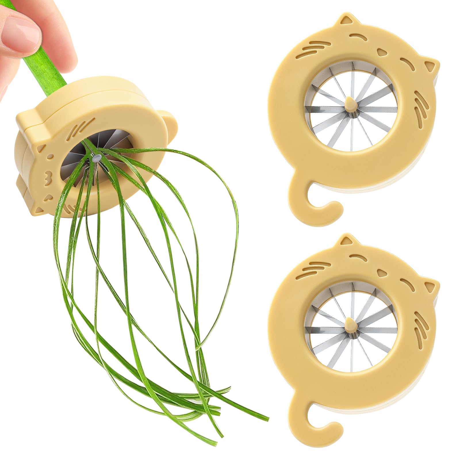 Two-unit Cute Cat Shaped Green Onion Slicer two-pack product image