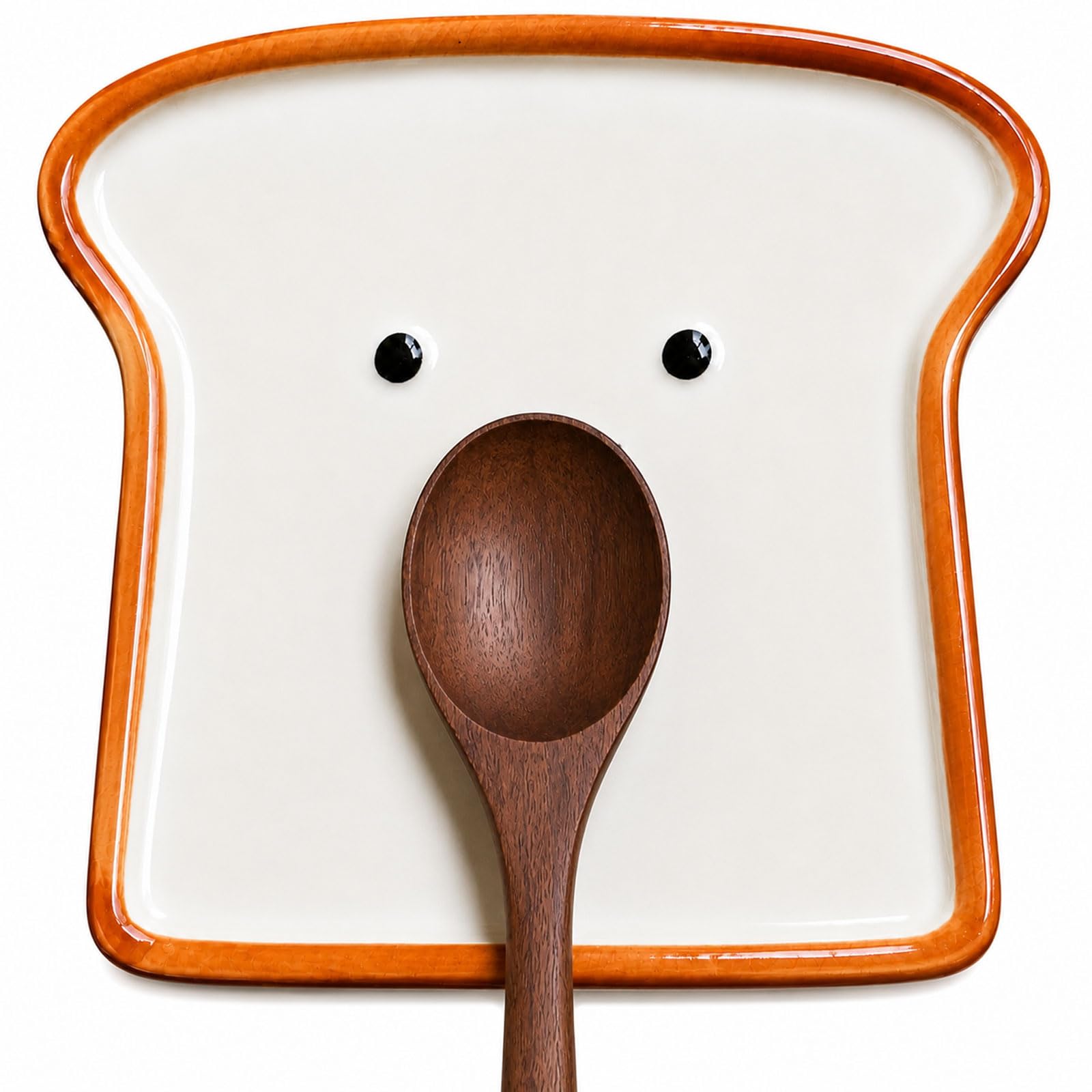 Toast shaped cute ceramic spoon rest for stove top