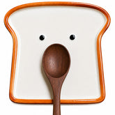 Toast shaped cute ceramic spoon rest for stove top