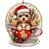 Cute Dog Ornament for Christmas decorating yorkie lover gift
