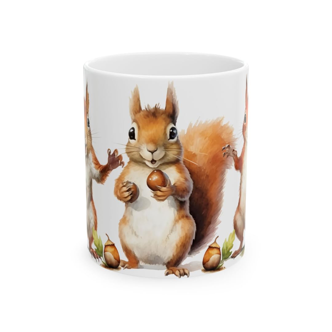 Cute Squirrel Mug ceramic 15oz with woodland art