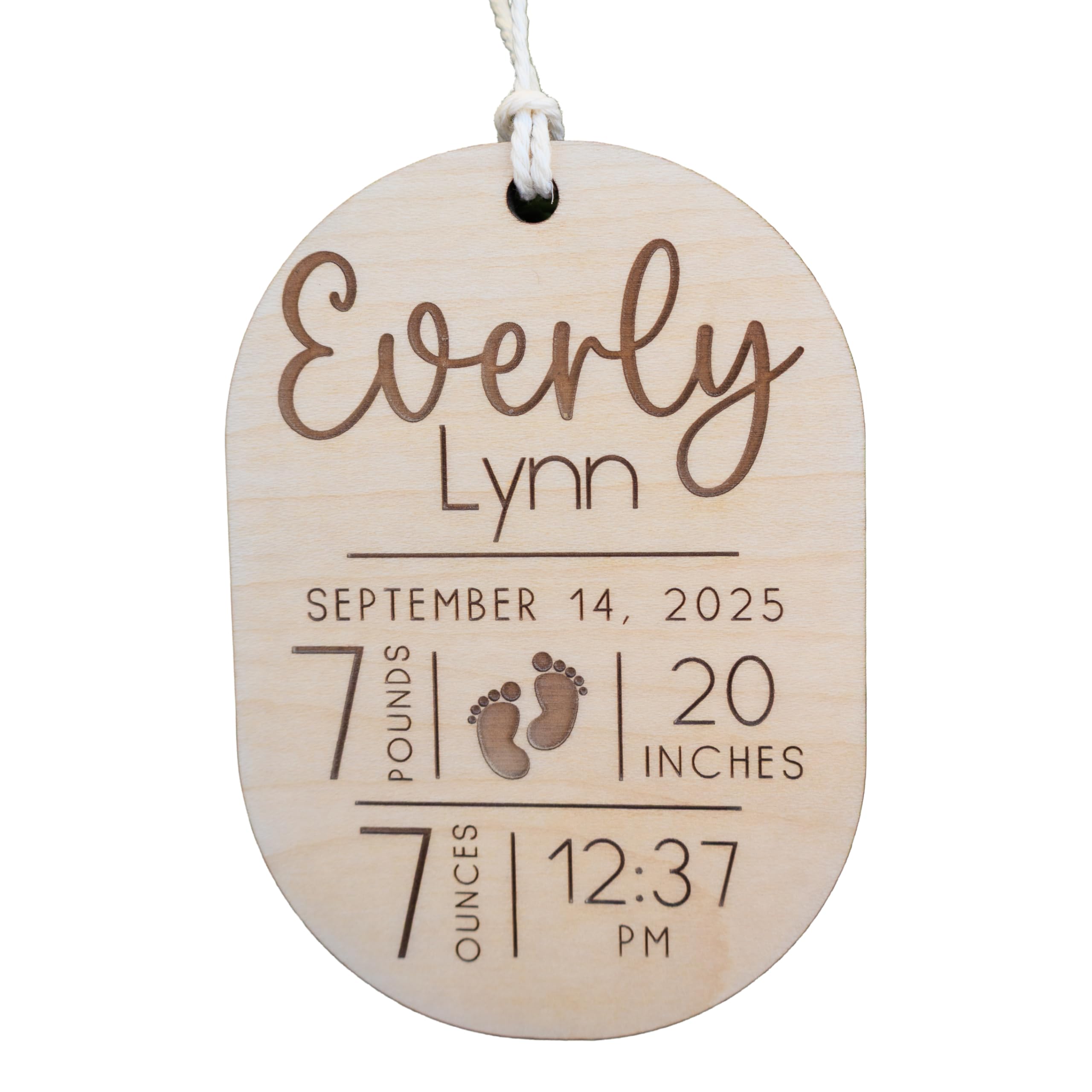 Cutom Baby Stats Christmas Ornament personalized with name and stats